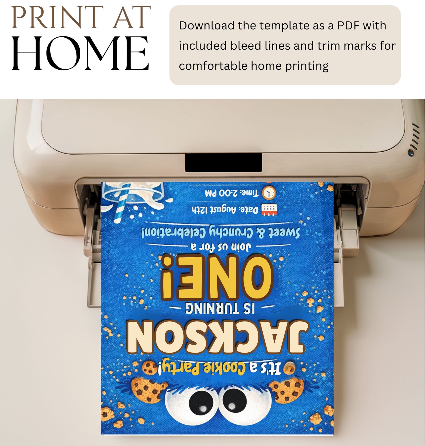 Cookie Monster Birthday Invitation | Blue Monster Party Invite | Editable Canva Template.