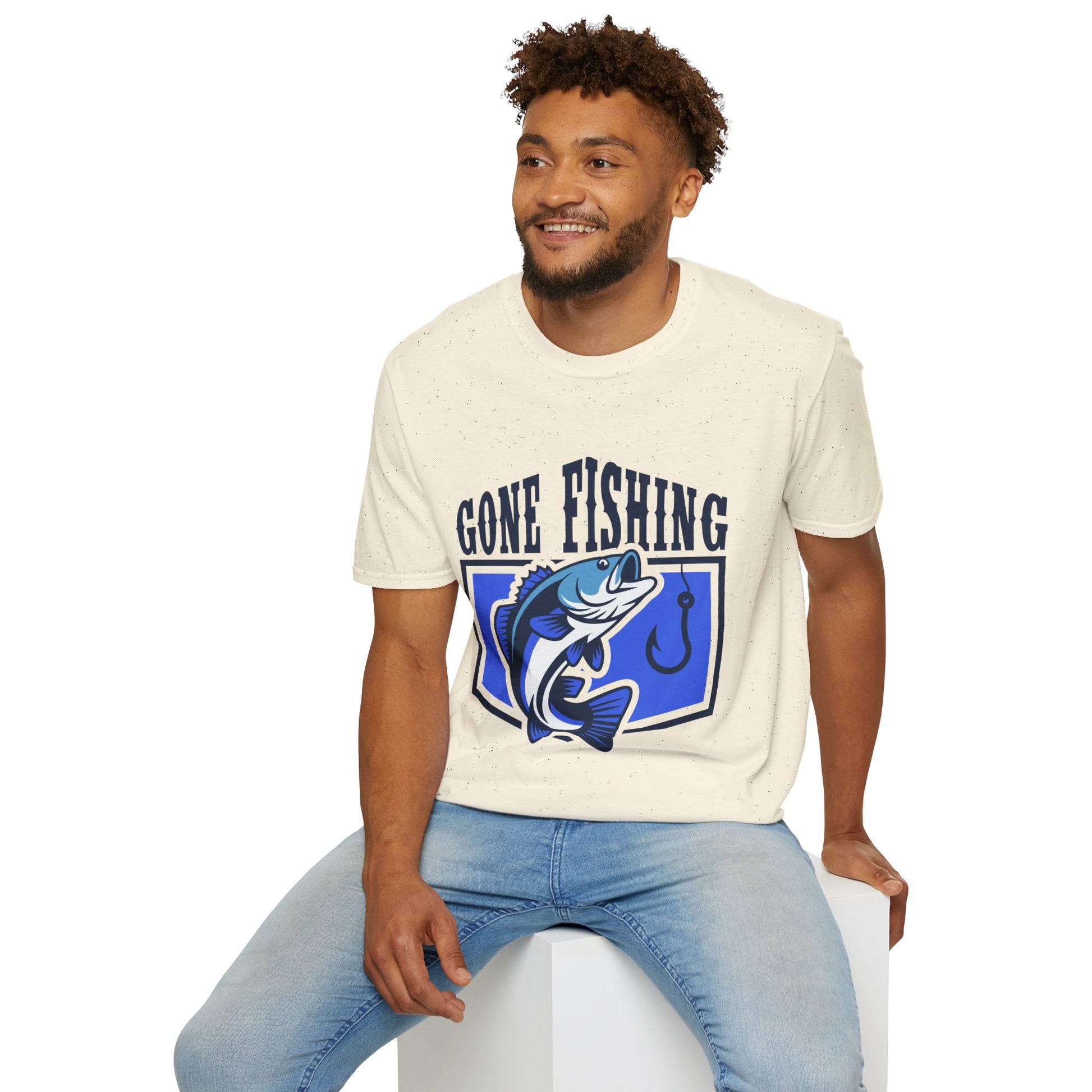 Gone Fishing T-Shirt | Blue Bass Graphic Fishing Tee.