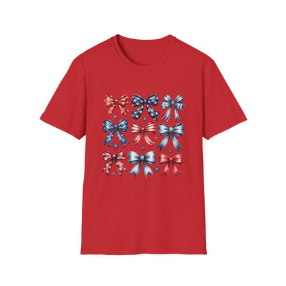 Red White Blue Bows T-Shirt | 4th of July Memorial Day Shirt