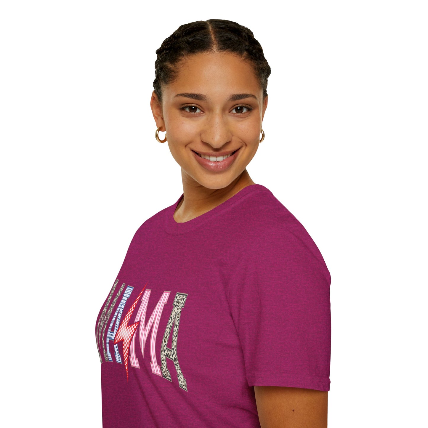 Mama Lightning Bolt Leopard Graphic T-Shirt | Retro Pink Mom Tee.