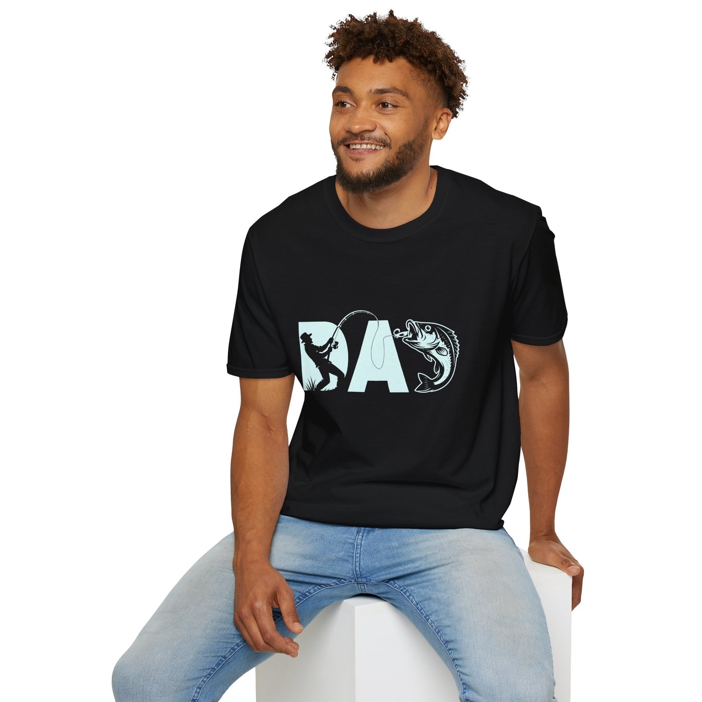 Dad Fishing T-Shirt | Dad Letter Art with Angler Bass Design.