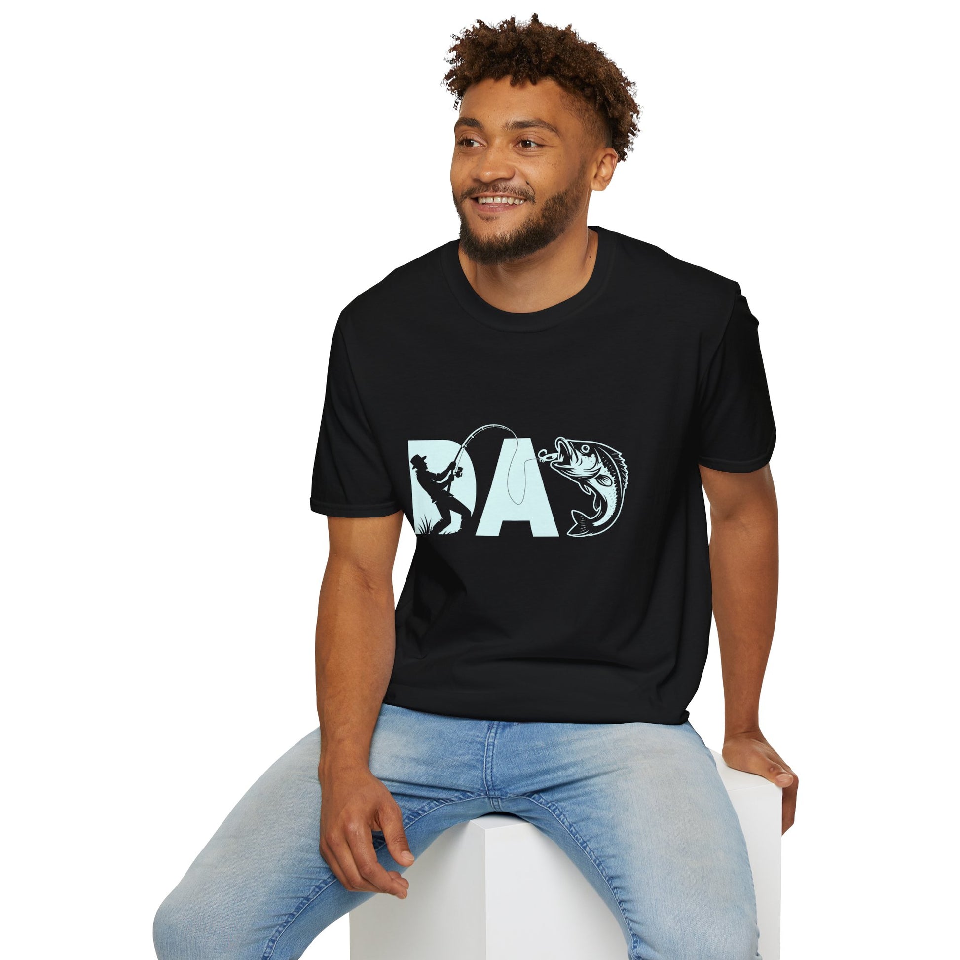 Dad Fishing T-Shirt | Dad Letter Art with Angler Bass Design.
