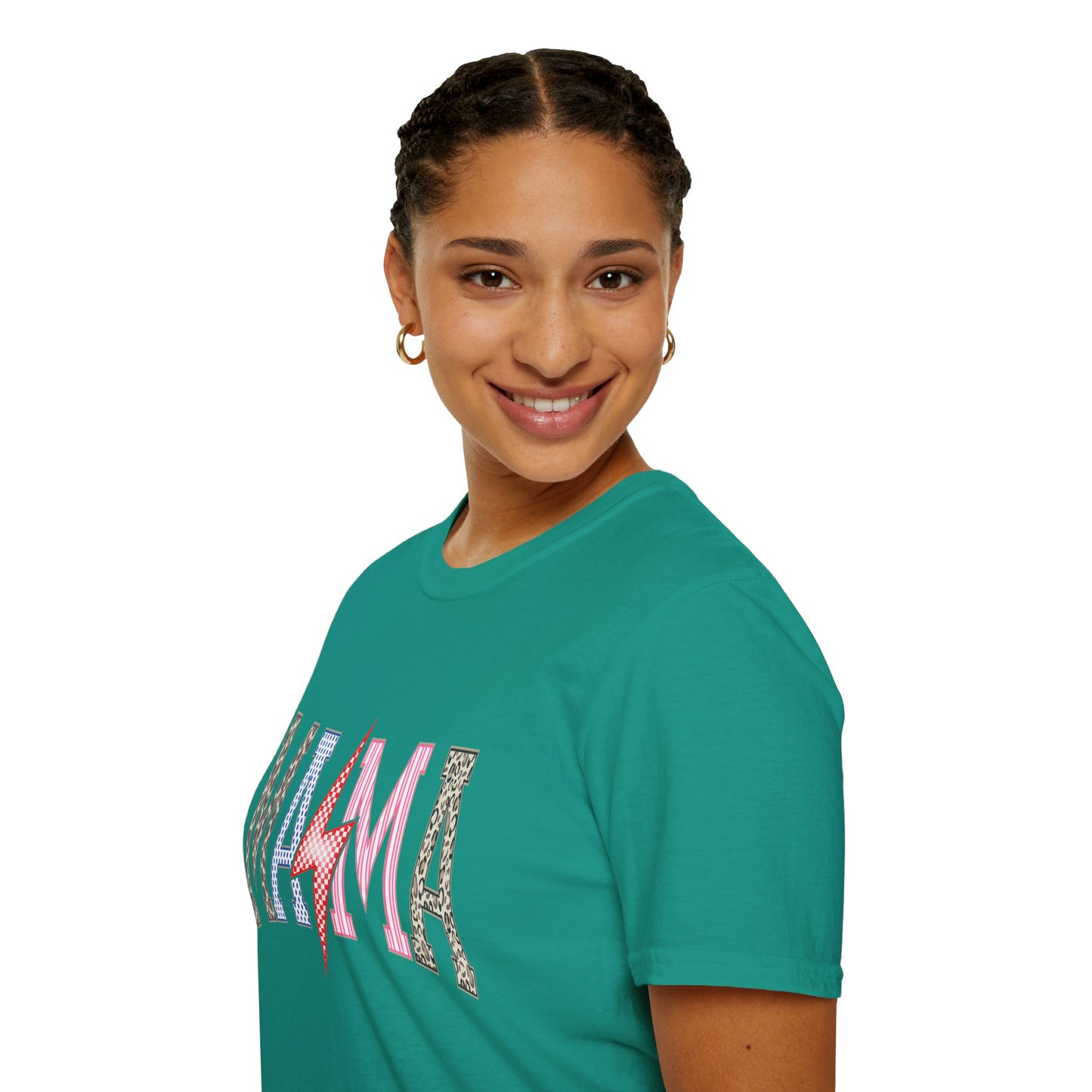 Mama Lightning Bolt Leopard Graphic T-Shirt | Retro Pink Mom Tee.