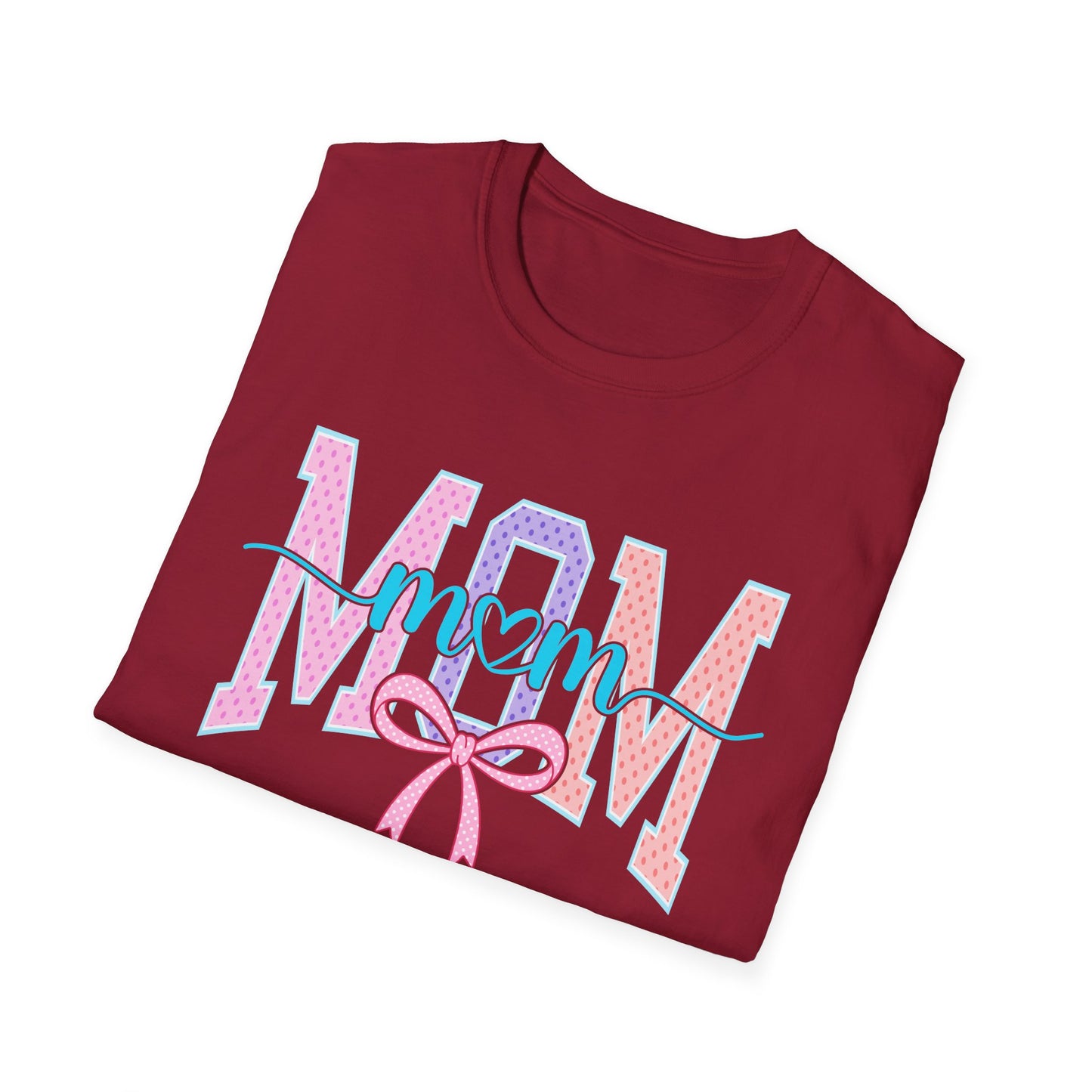 Mom Ribbon Tee | Pastel Pink Blue Mom Graphic T-Shirt