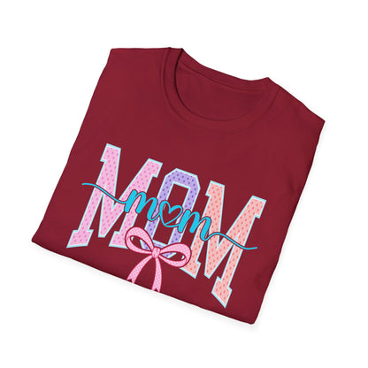 Mom Ribbon Tee | Pastel Pink Blue Mom Graphic T-Shirt
