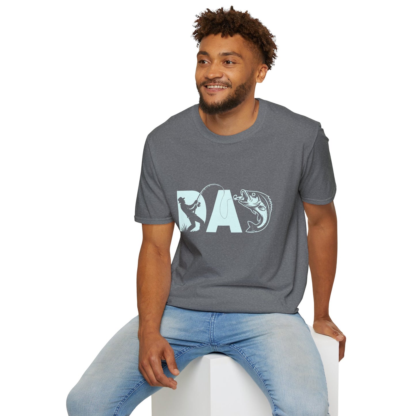 Dad Fishing T-Shirt | Dad Letter Art with Angler Bass Design.