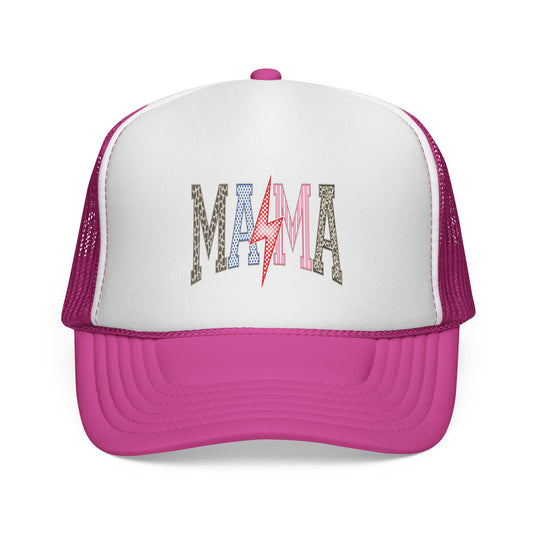 Mama Lightning Trucker Cap | Retro Rock Mom Mesh Hat.