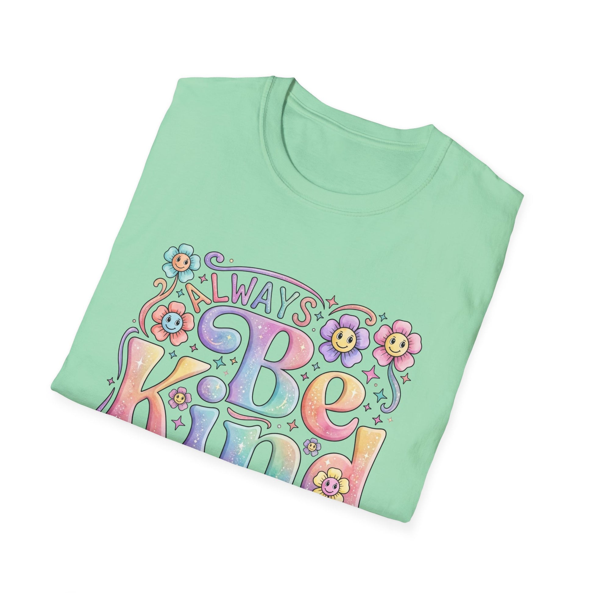 Be Kind Retro Flowers T-Shirt | Pastel Positive Message Tee.