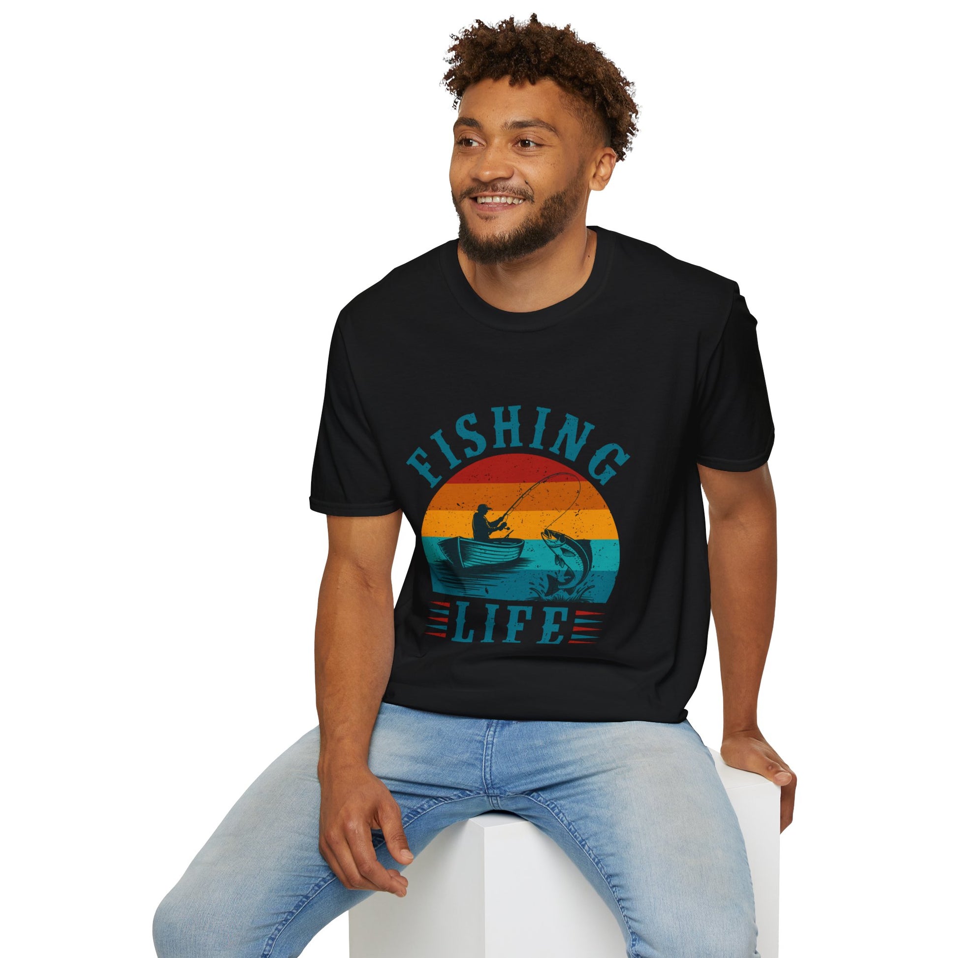 Fishing Life T-Shirt | Retro Sunset Kayak Fishing Tee.