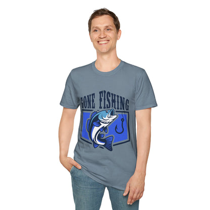 Gone Fishing T-Shirt | Blue Bass Graphic Fishing Tee.