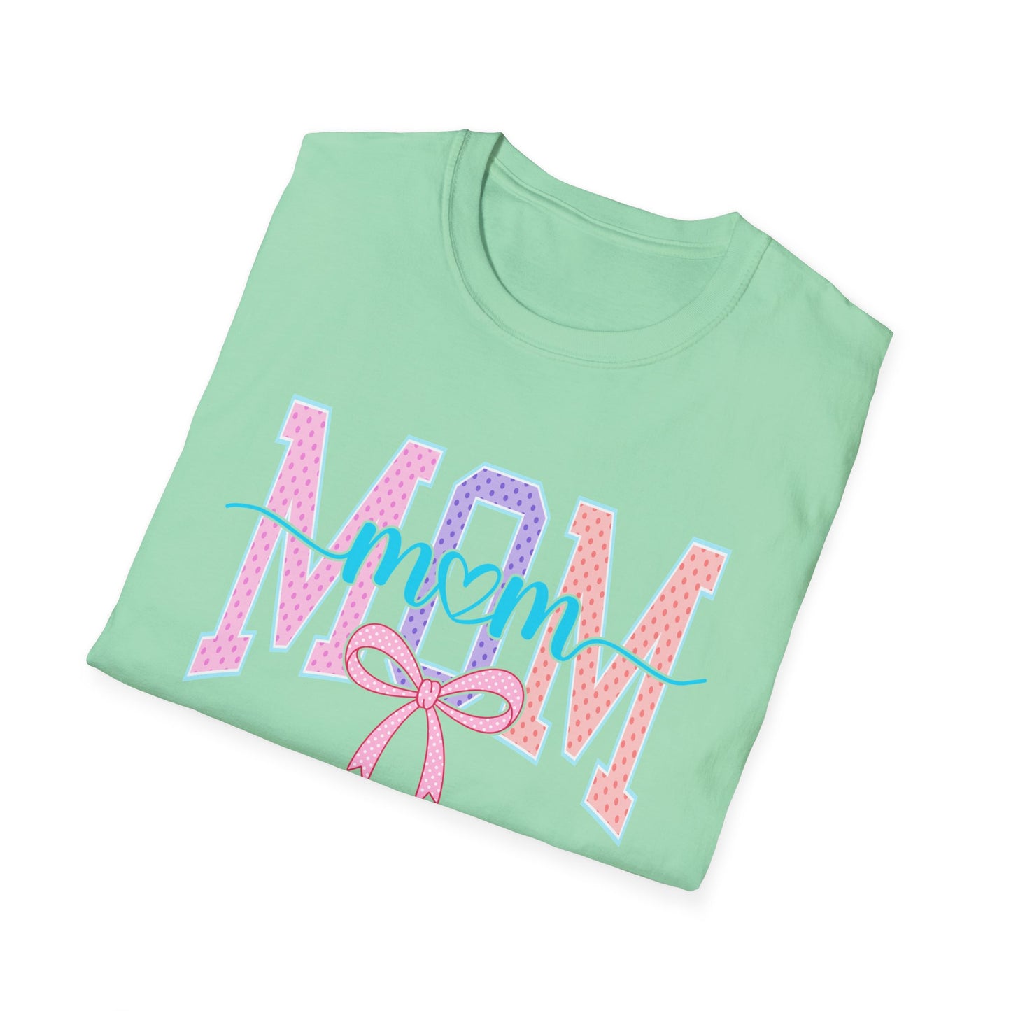 Mom Ribbon Tee | Pastel Pink Blue Mom Graphic T-Shirt