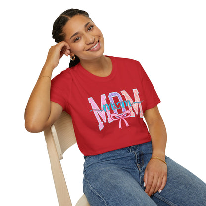 Mom Ribbon Tee | Pastel Pink Blue Mom Graphic T-Shirt