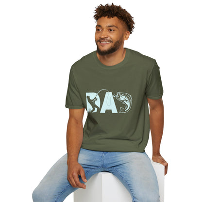 Dad Fishing T-Shirt | Dad Letter Art with Angler Bass Design.