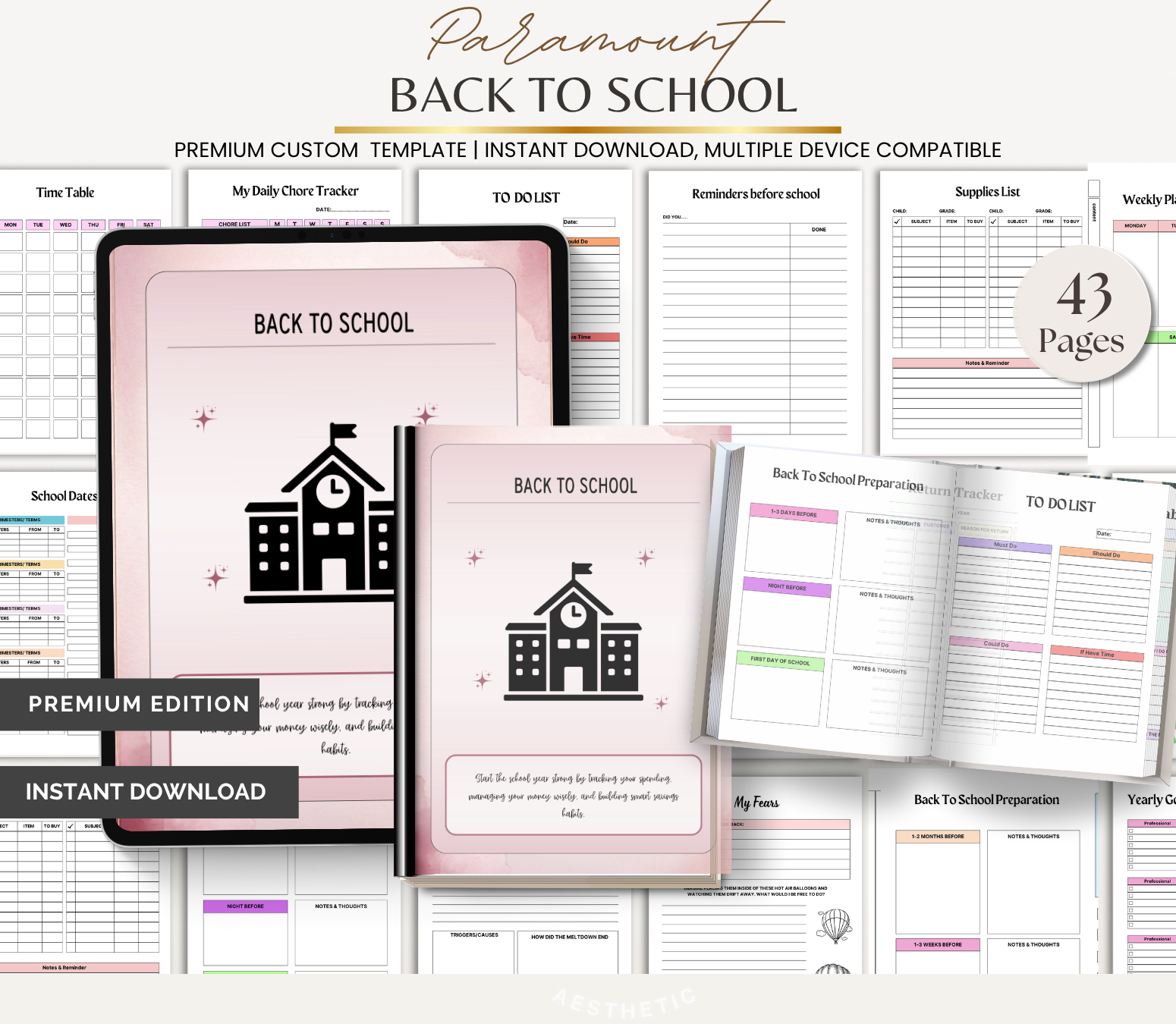 Digital Download Back to School Planner | Student Organizer & Study Schedule
