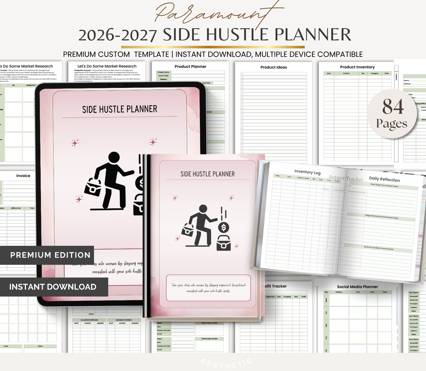 Digital Download 2026–2027 Side Hustle Planner | Business & Income Growth Organizer