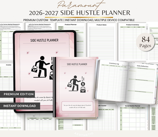 Digital Download 2026–2027 Side Hustle Planner | Business & Income Growth Organizer