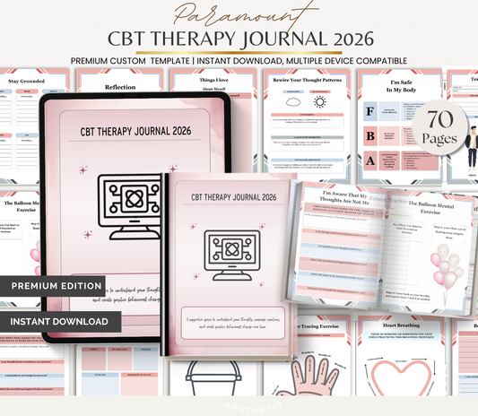 Digital Download 2026 CBT Therapy Journal | Cognitive Behavioral Mental Health Planner