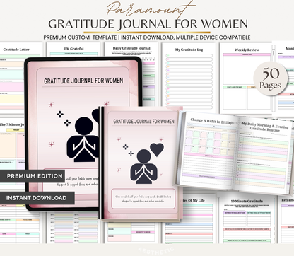 Digital Download Gratitude Journal for Women | Daily Reflection & Mindfulness Planner