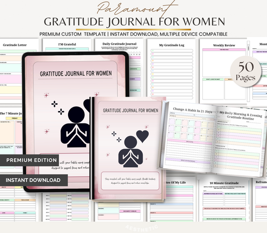 Digital Download Gratitude Journal for Women | Daily Reflection & Mindfulness Planner