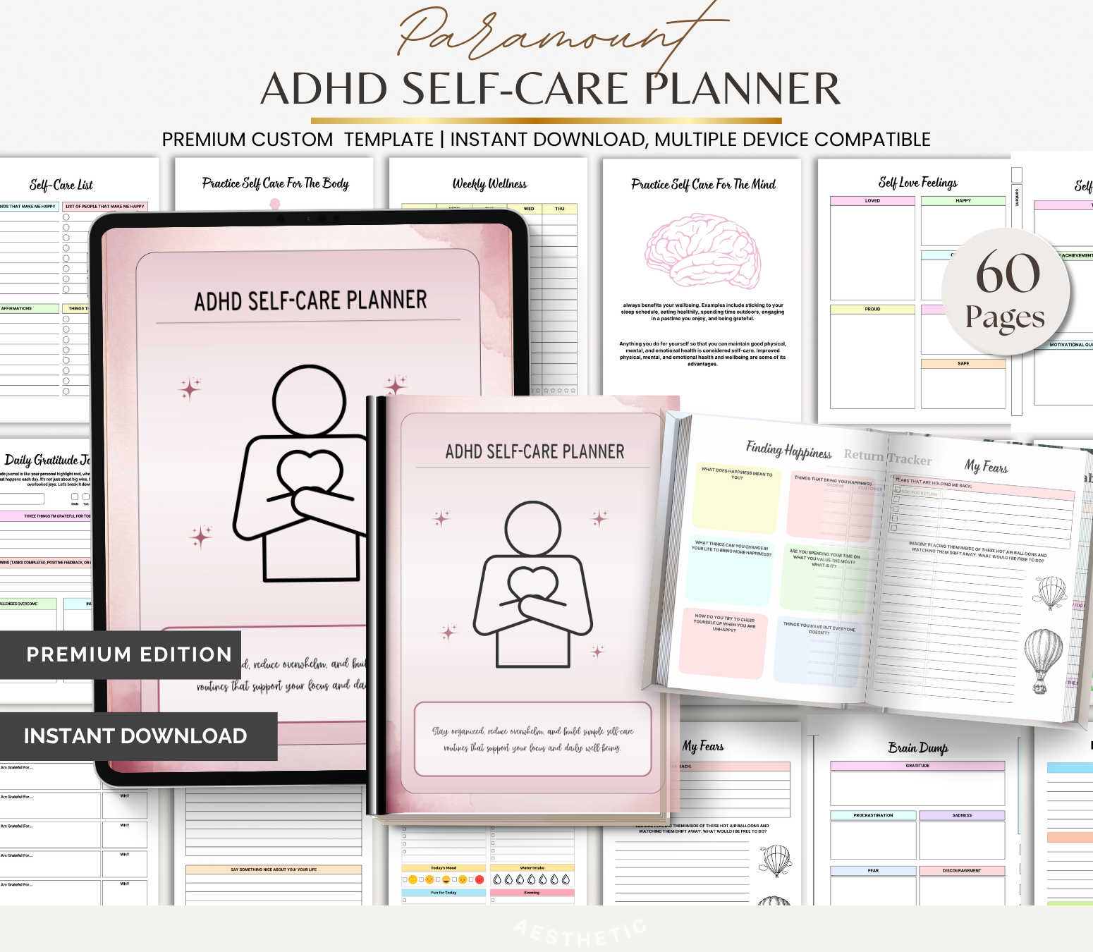 ADHD Self Care Planner Instant Download Printable