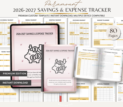 Digital Download 2026–2027 Savings & Expense Tracker | Budget & Money Management Planner