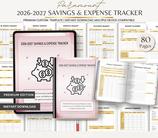 Digital Download 2026–2027 Savings & Expense Tracker | Budget & Money Management Planner
