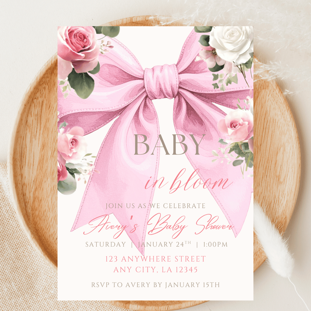 Elegant floral invite design featuring intricate botanical patterns for formal event invitations and announcements.