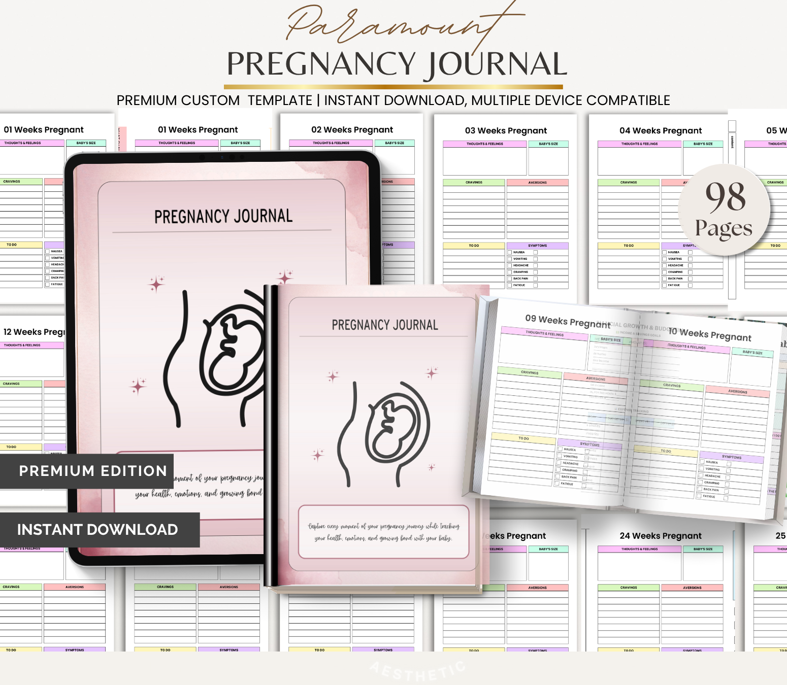 Digital Download Pregnancy Journal | Baby Journey & Weekly Reflection Planner