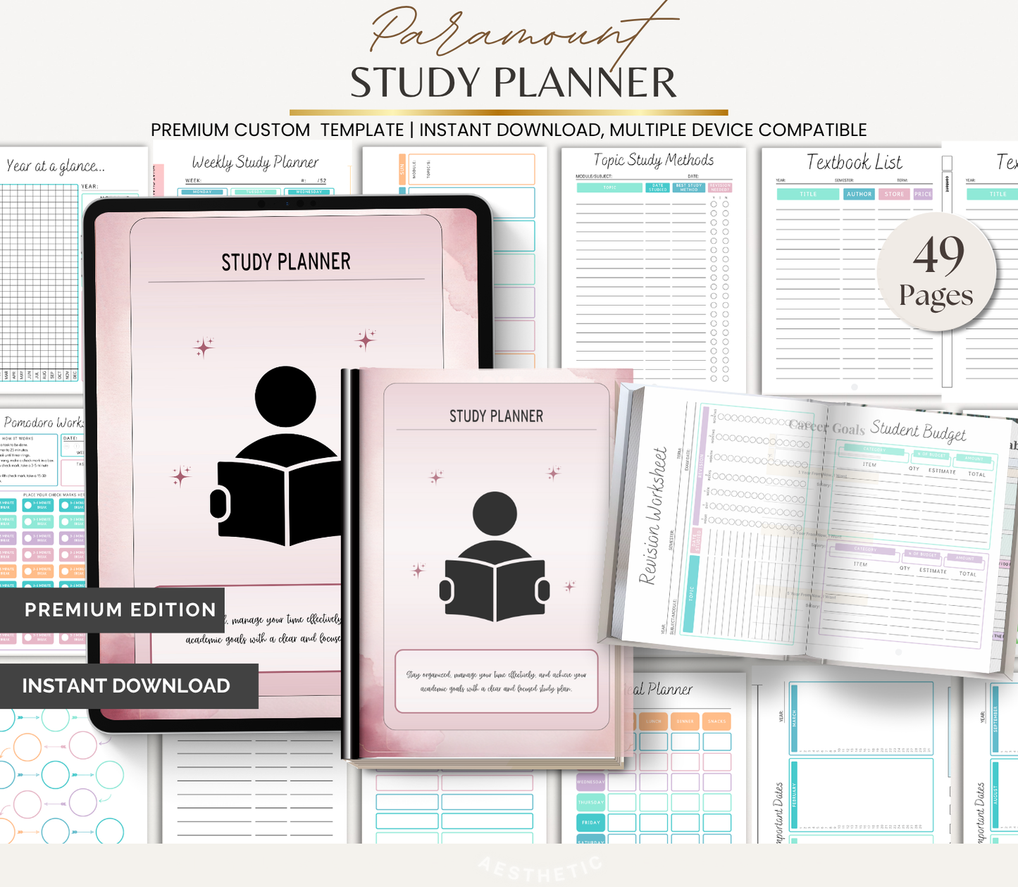 Digital Download Study Planner | Student Productivity & Revision Organizer