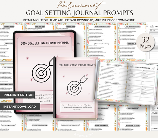 Goal Setting Journal Prompts | Productivity & Self Growth Planner