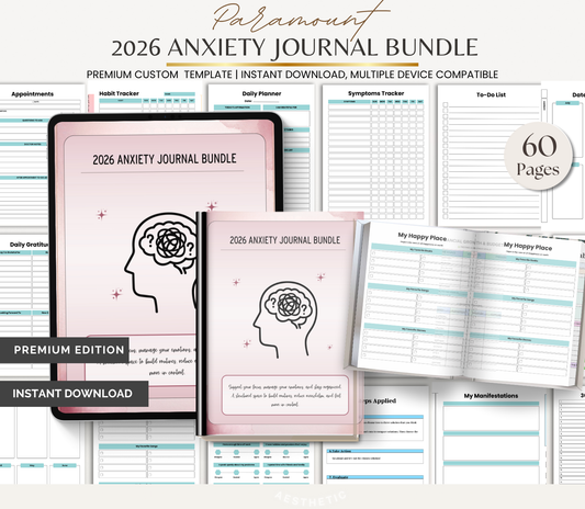 2026 Anxiety Journal Bundle Mental Health Download