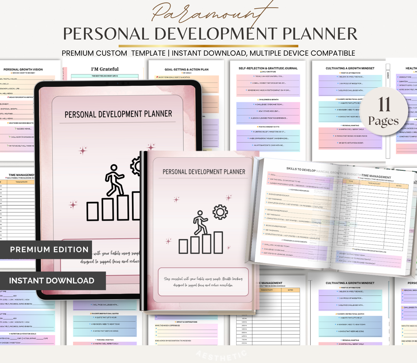 Digital Download Personal Development Planner | Goal Setting & Self Growth Journal
