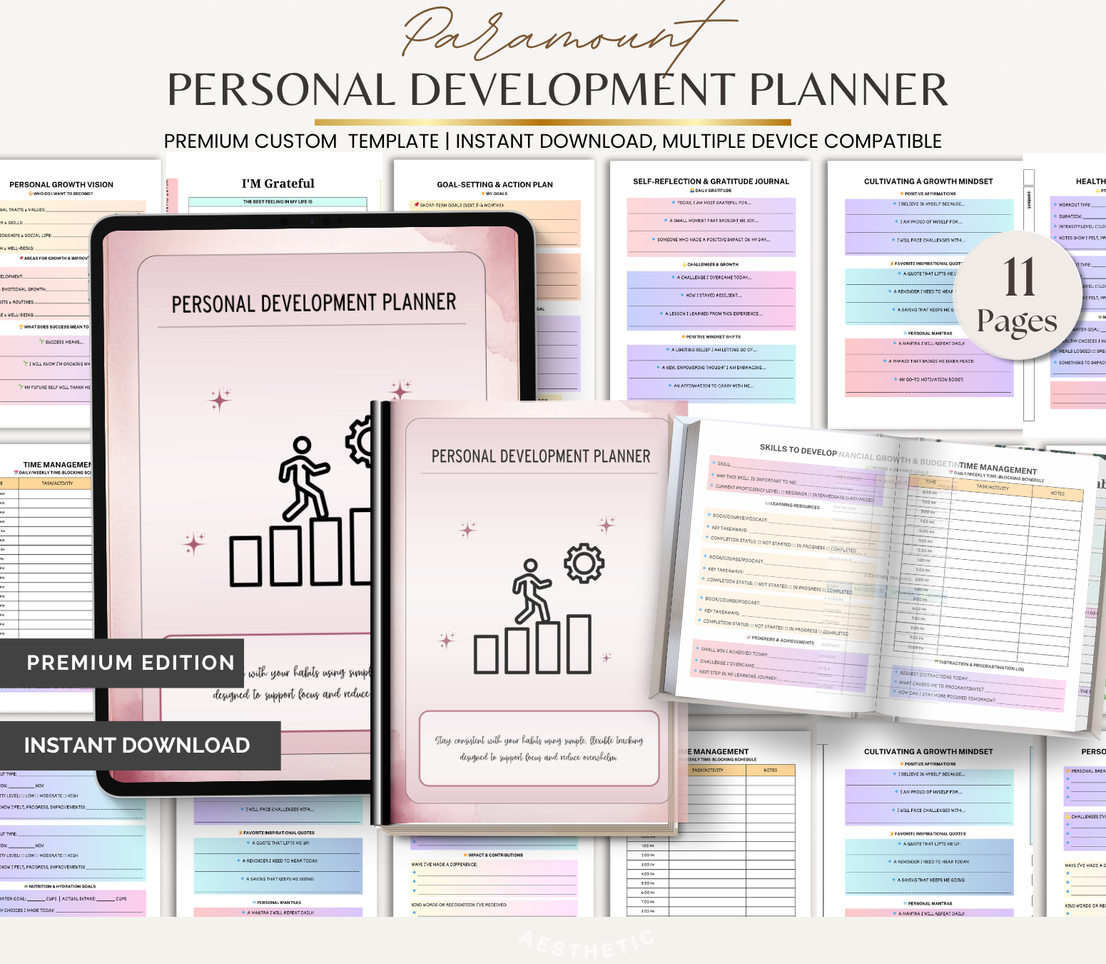 Digital Download Personal Development Planner | Goal Setting & Self Growth Journal