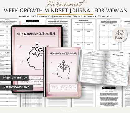 Digital Download 12 Week Growth Mindset Journal for Women | Self Development & Goal Planner