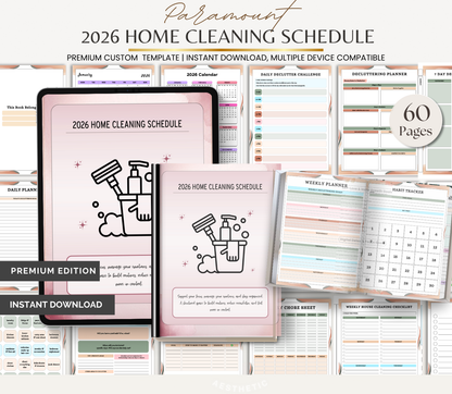 Digital Download 2026 Home Cleaning Schedule | Weekly & Monthly Cleaning Planner