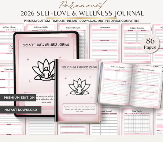 Digital Download 2026 Self Love & Wellness Journal | Mental Health & Self Care Planner