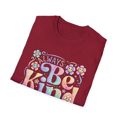 Be Kind Retro Flowers T-Shirt | Pastel Positive Message Tee.