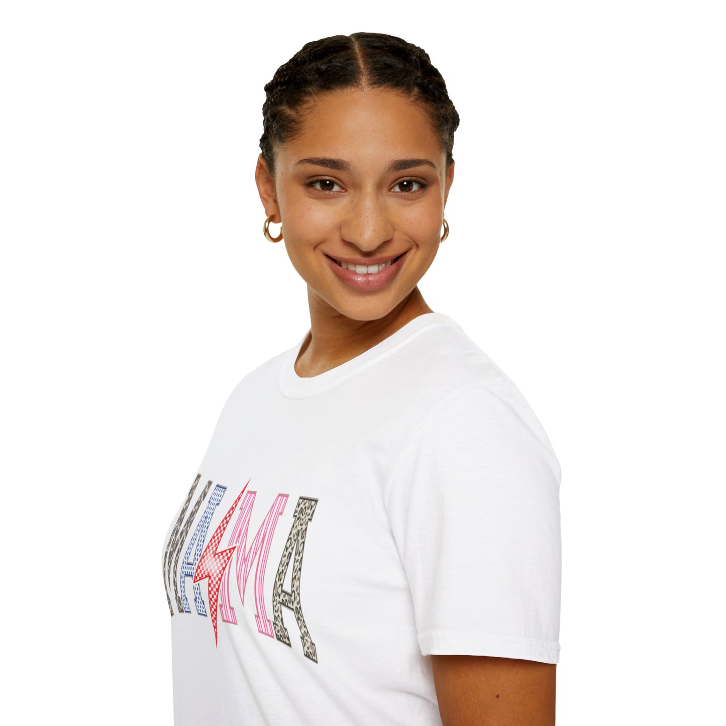 Mama Lightning Bolt Leopard Graphic T-Shirt | Retro Pink Mom Tee.