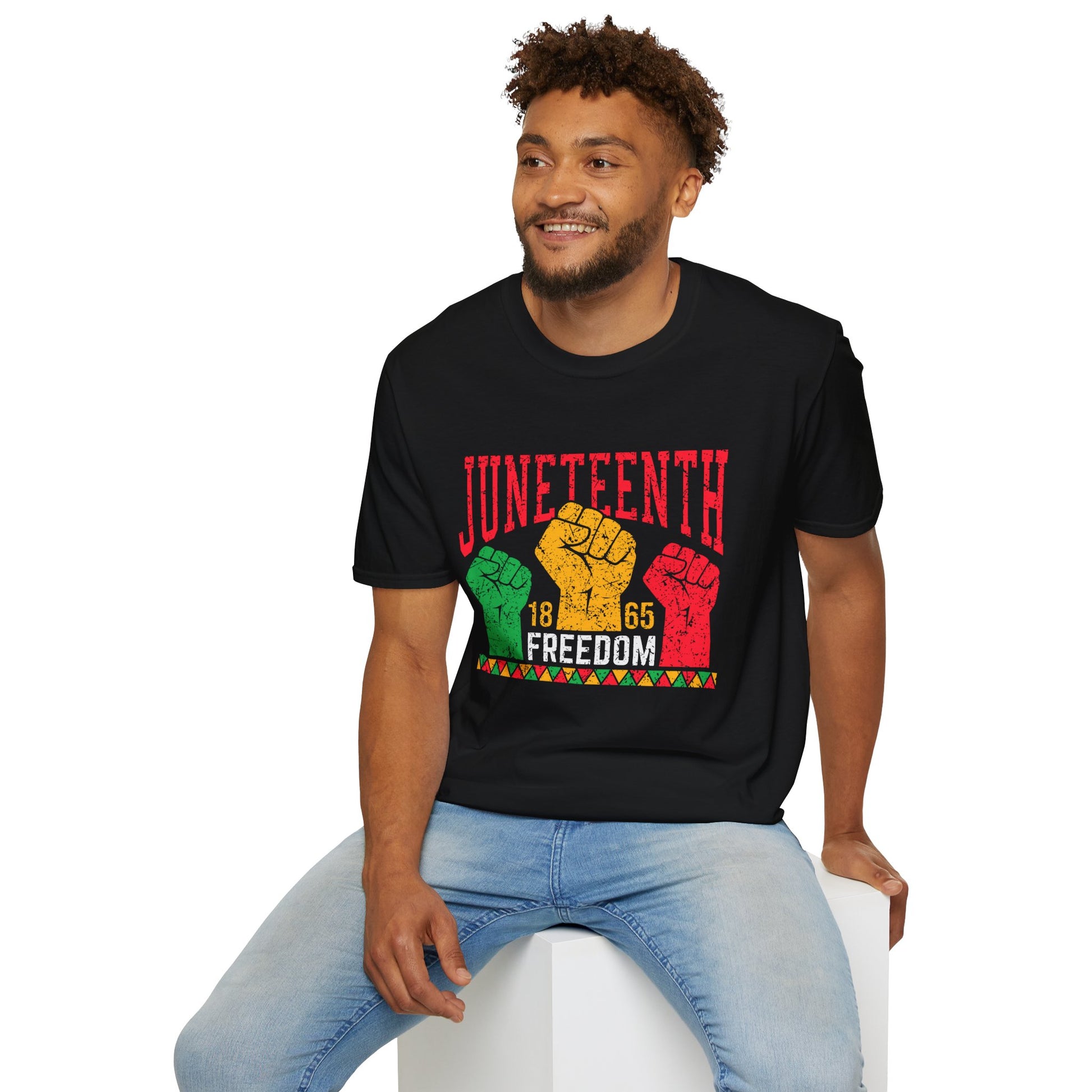 Juneteenth Celebration T-Shirt | Raised Fists 1865 Retro Design.