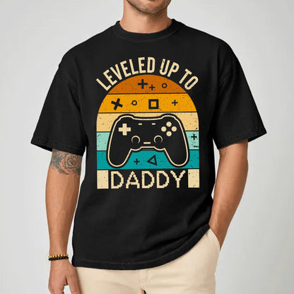 Leveled Up To Daddy SVG PNG | Gamer Dad Retro Controller Father's Day Shirt Design | Digital Download