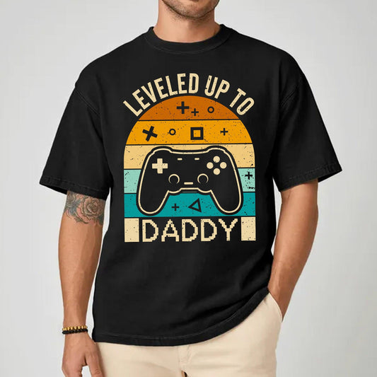 Leveled Up To Daddy SVG PNG | Gamer Dad Retro Controller Father's Day Shirt Design | Digital Download