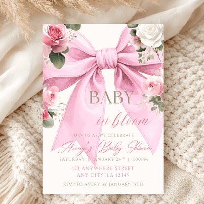 Elegant floral invite design featuring intricate botanical patterns for formal event invitations and announcements.