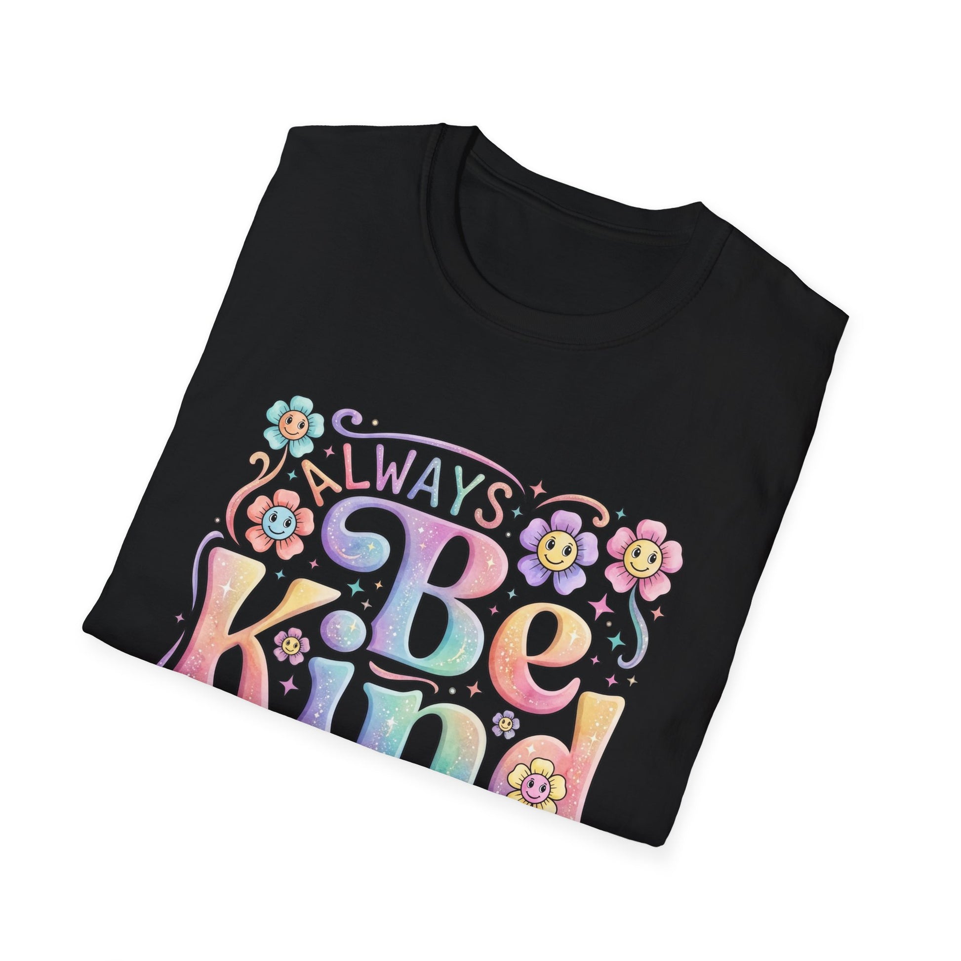 Be Kind Retro Flowers T-Shirt | Pastel Positive Message Tee.