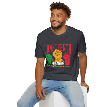 Juneteenth Celebration T-Shirt | Raised Fists 1865 Retro Design.
