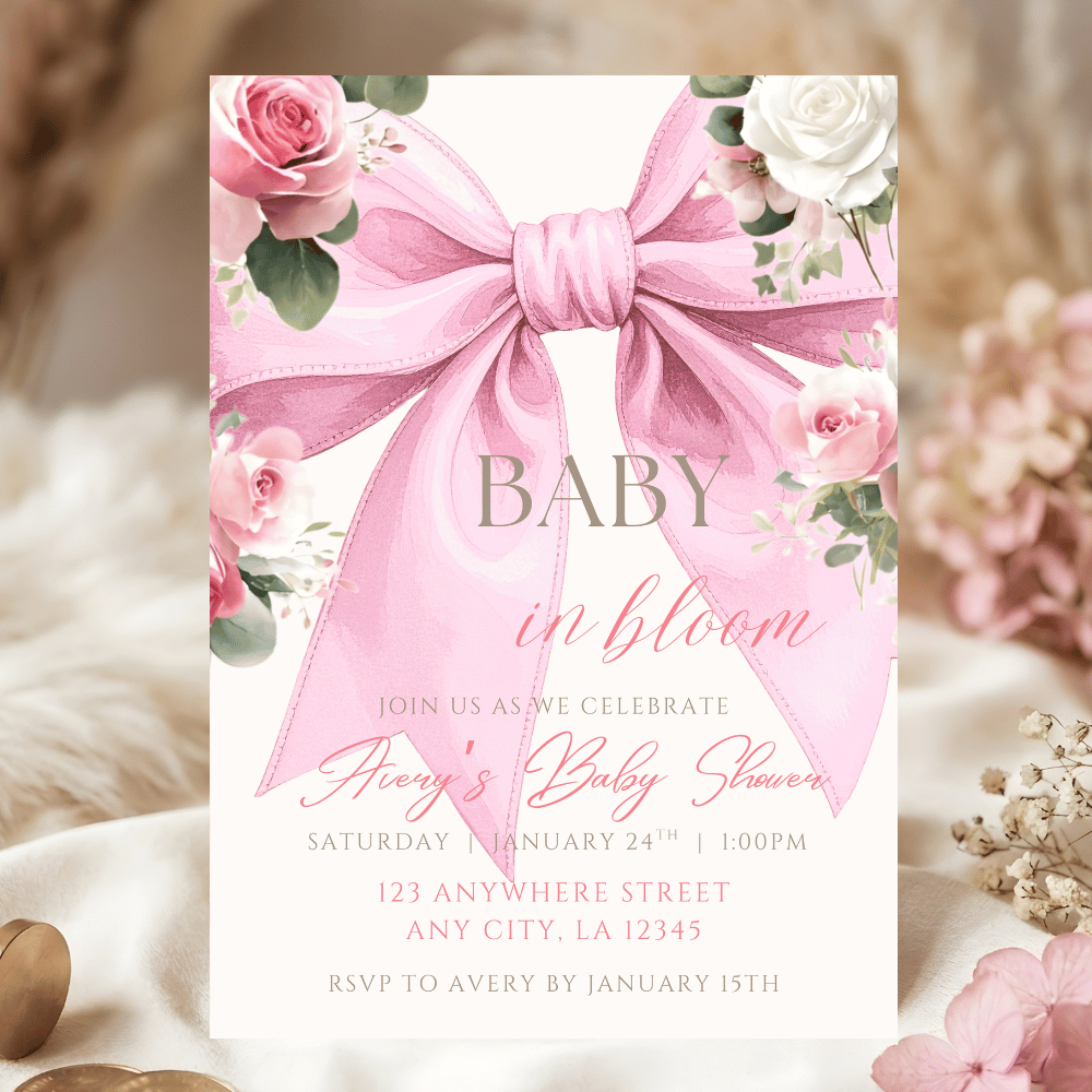 Elegant floral invite design featuring intricate botanical patterns for formal event invitations and announcements.
