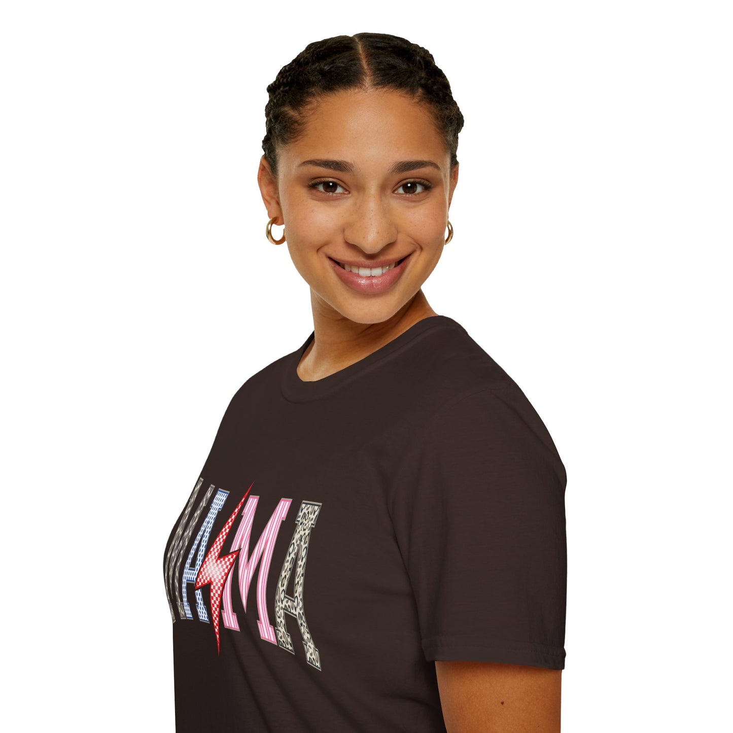 Mama Lightning Bolt Leopard Graphic T-Shirt | Retro Pink Mom Tee.