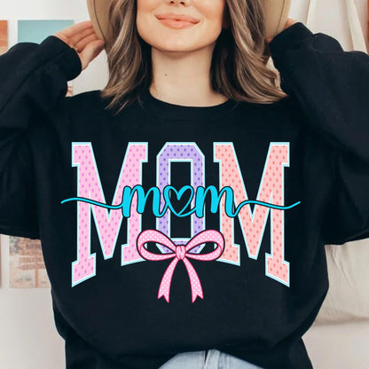 Mom SVG PNG Coquette Bow Varsity Mama Shirt Design - Mothers Day Cricut Sublimation - Digital Download