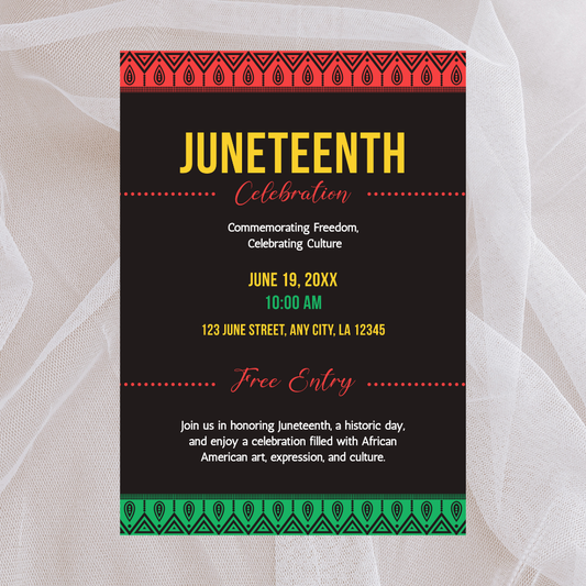 Juneteenth Invitation | Freedom Day Celebration Invite | Black History Party Editable Canva Template | Digital Download