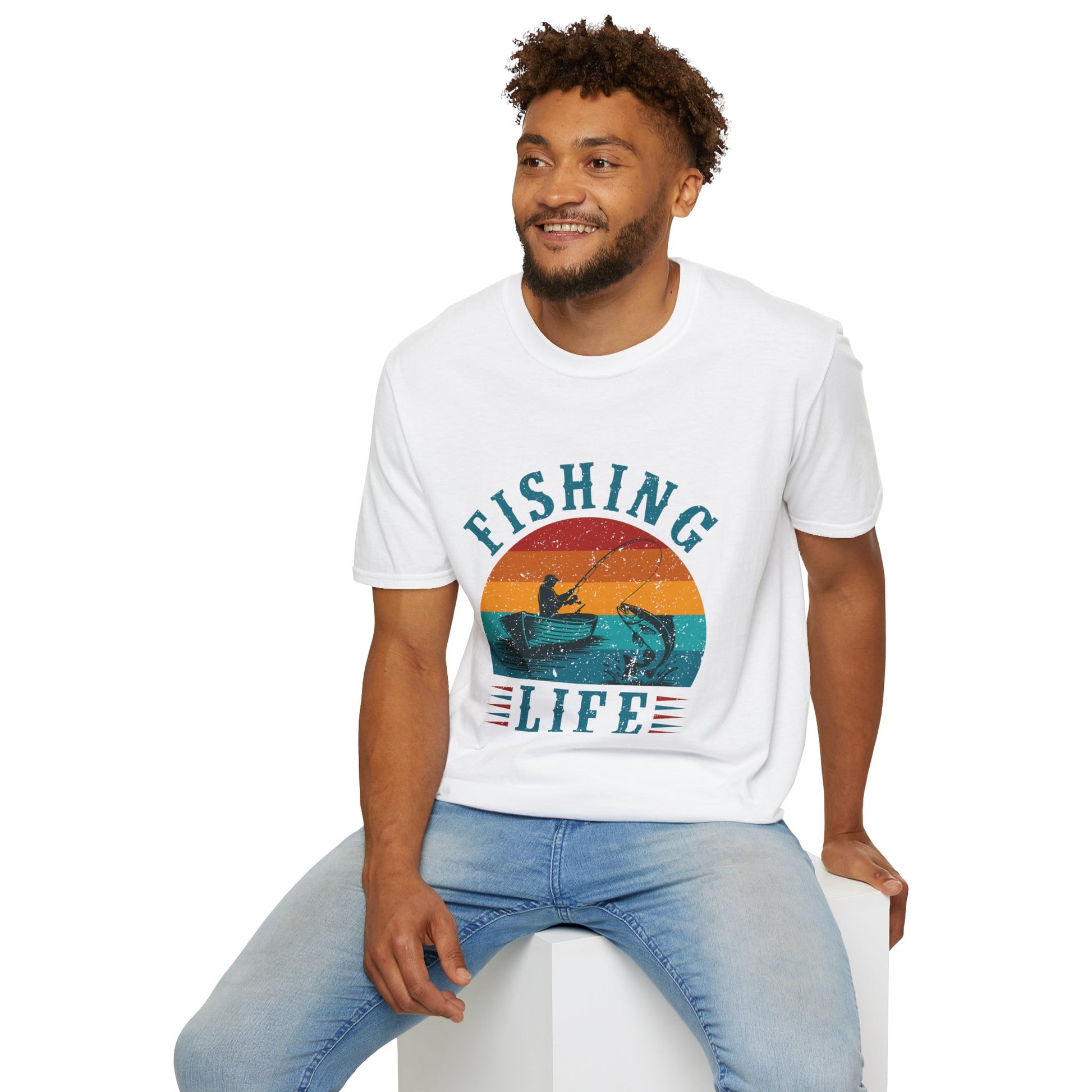 Fishing Life T-Shirt | Retro Sunset Kayak Fishing Tee.