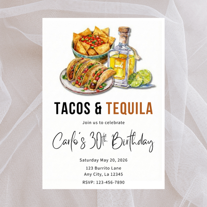 Tacos and Tequila Birthday Invitation | Cinco de Mayo Canva Template